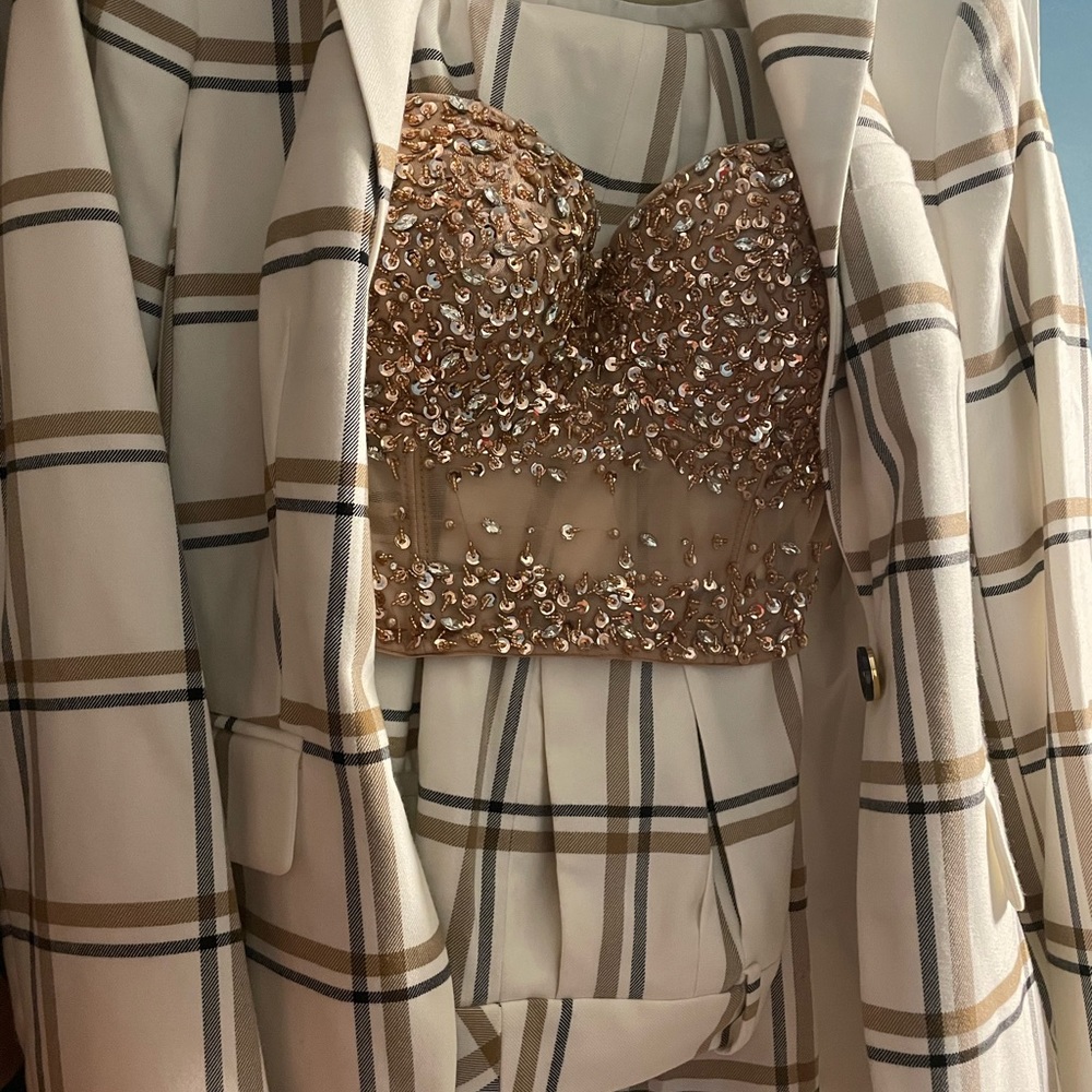 Calvin Klein suit with Gold Bustier